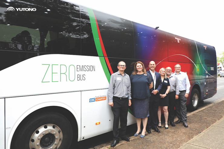 Barker College students ride in the first Yutong C12E delivered in NSW